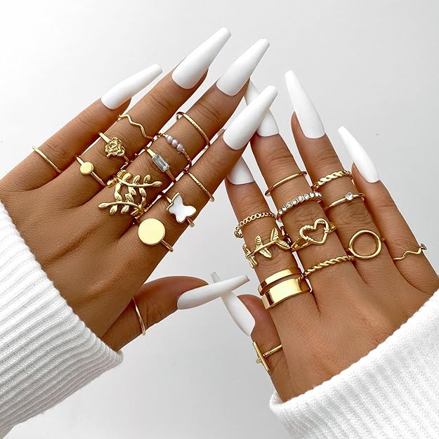 Shining Diva Fashion Set of 24 Latest Stylish Gold Plated Rings