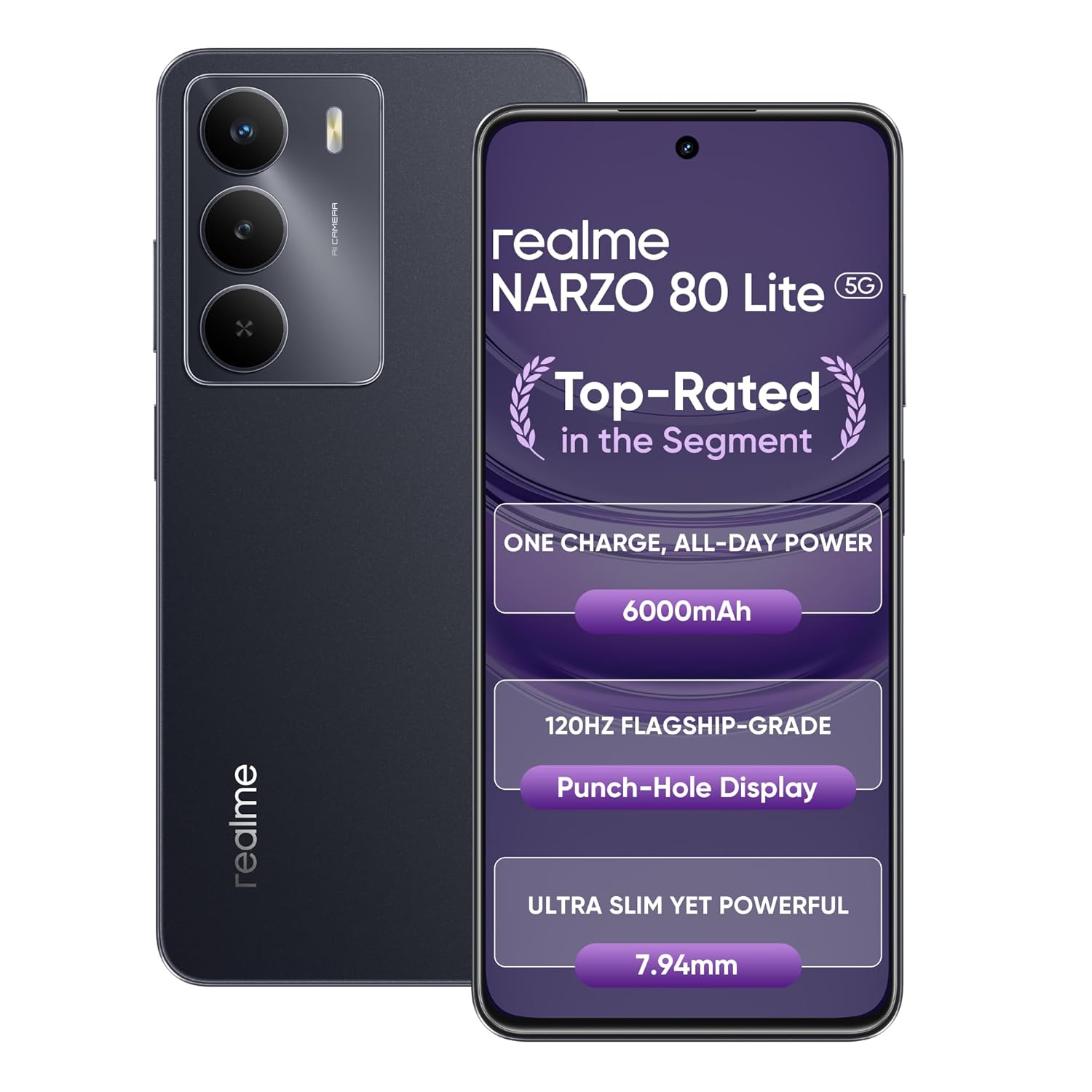 realme NARZO 80 Lite 5G (Onyx Black, 4GB+128GB)