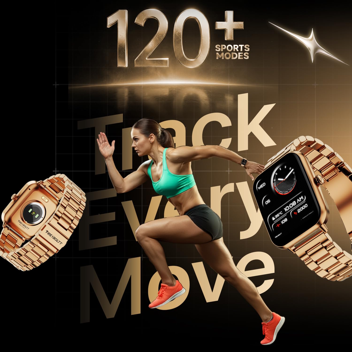 Fire-Boltt Ninja Blaze Smart Watch, Stainless Steel Strap & Steel Body, 1.83” Display