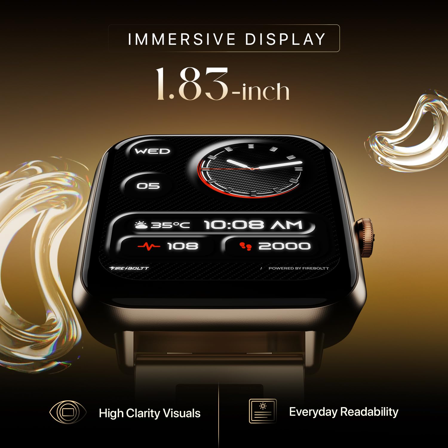 Fire-Boltt Ninja Blaze Smart Watch, Stainless Steel Strap & Steel Body, 1.83” Display