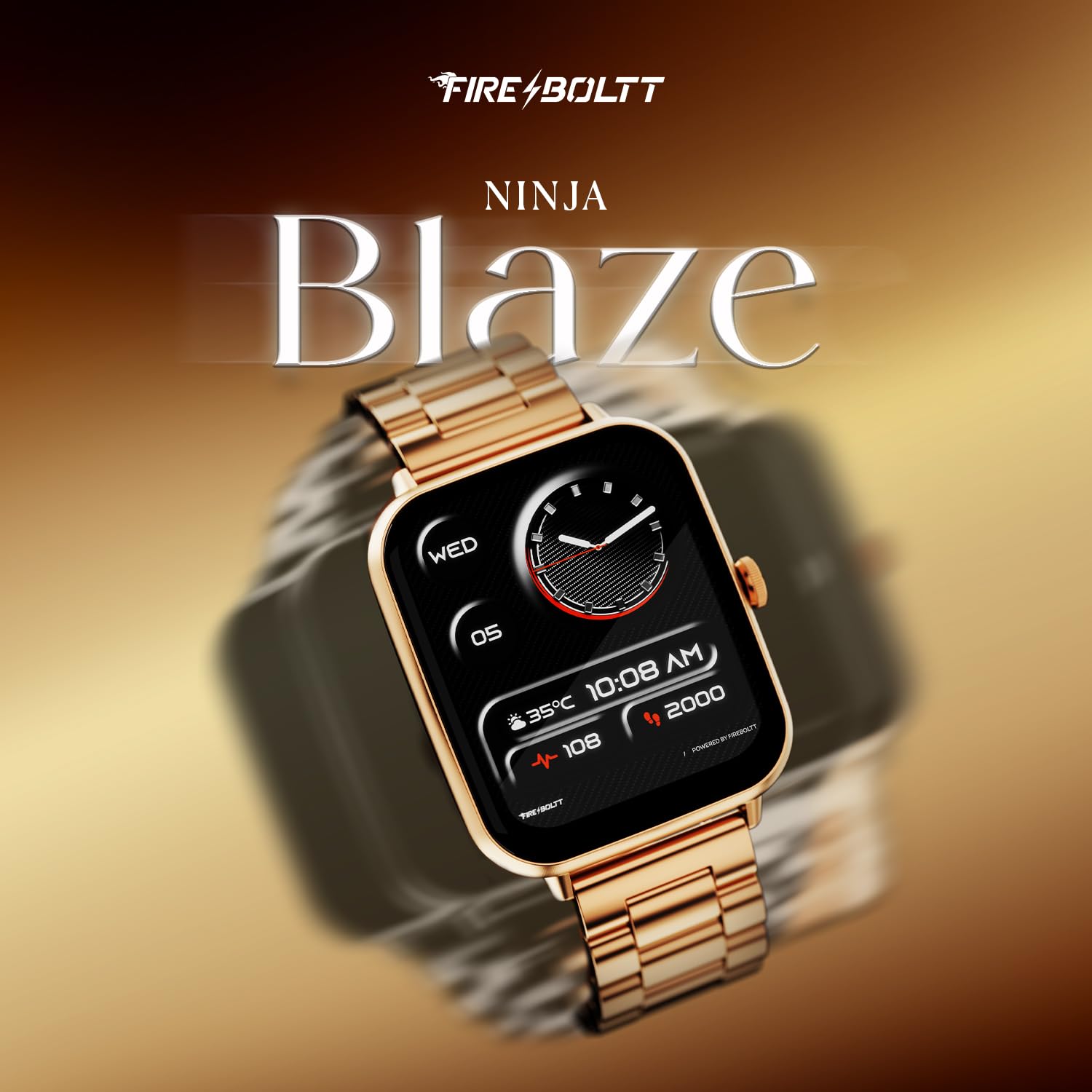 Fire-Boltt Ninja Blaze Smart Watch, Stainless Steel Strap & Steel Body, 1.83” Display